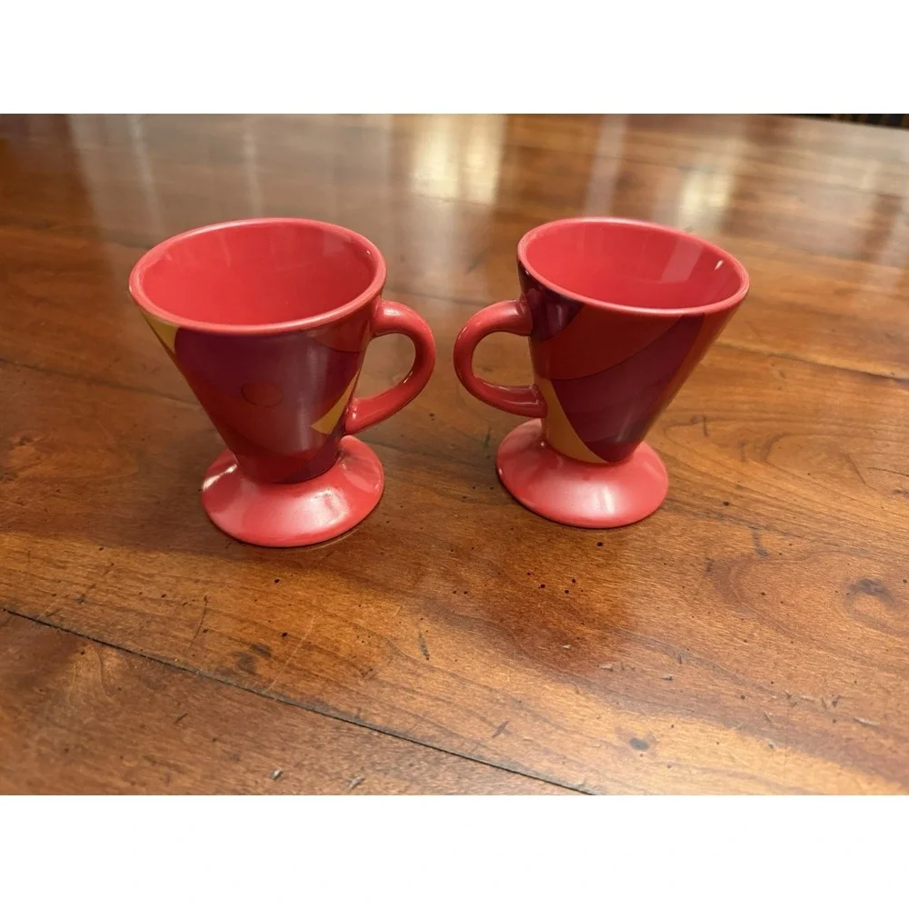 Pair Frangelico‎ Liqueur Red Abstract Demitasse Espresso Cups